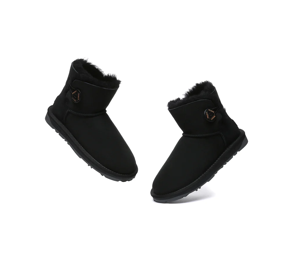 UGG EVERAU? UGG Boots Double Faced Sheepskin Wool Ankle Mini Button
