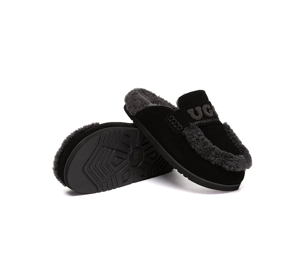 AUSTRALIAN SHEPHERD? UGG Slippers Women Sheepskin Wool Shearling Lora