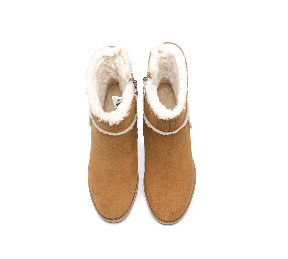 AUSTRALIAN SHEPHERD? UGG Boots Women Sheepskin Wool Heel Betta