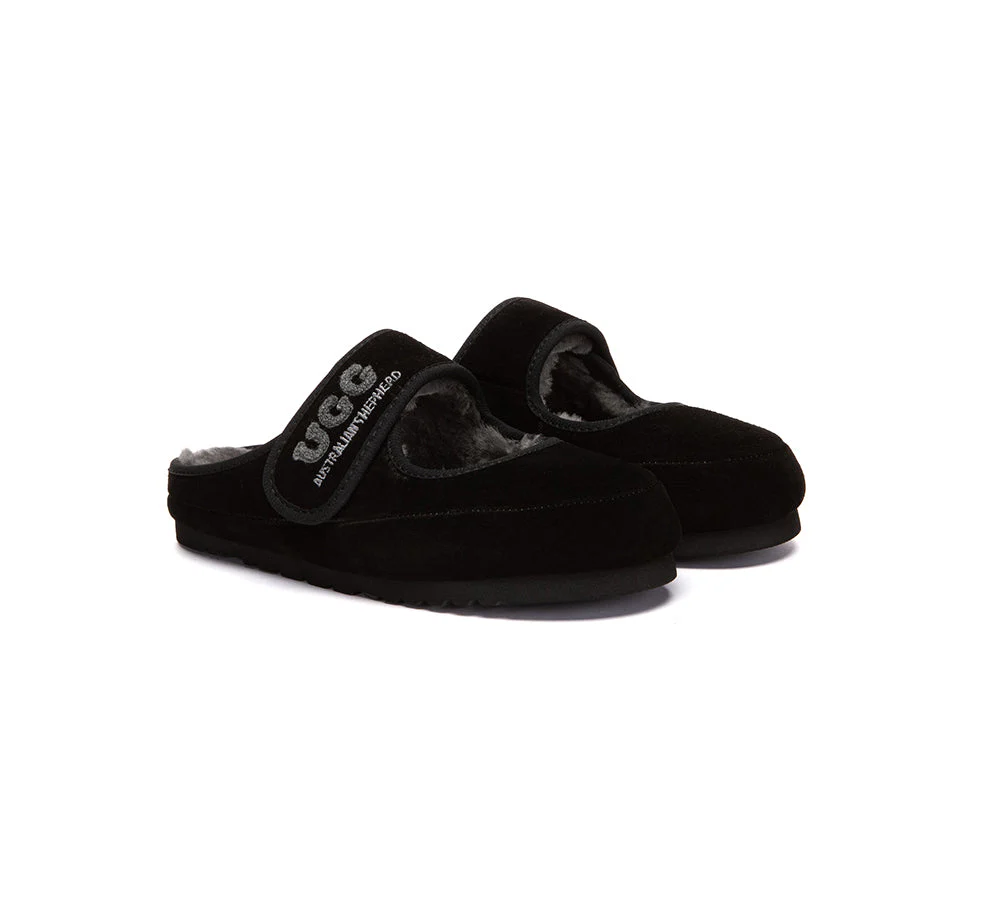 AUSTRALIAN SHEPHERD? UGG Slippers Sheepskin Wool Adjustable Strap Mary Jane Velly