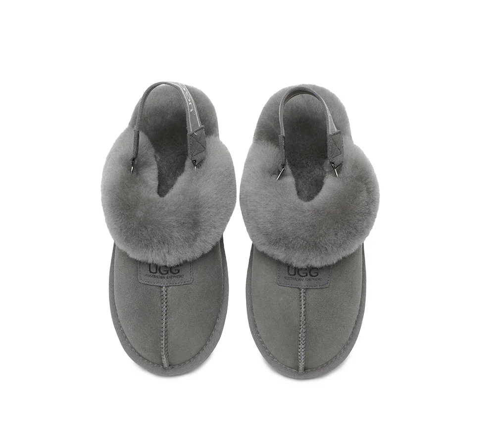 AUSTRALIAN SHEPHERD? 2-Way Style UGG Slippers Sheepskin Wool Removable Strap Slingback Suzie