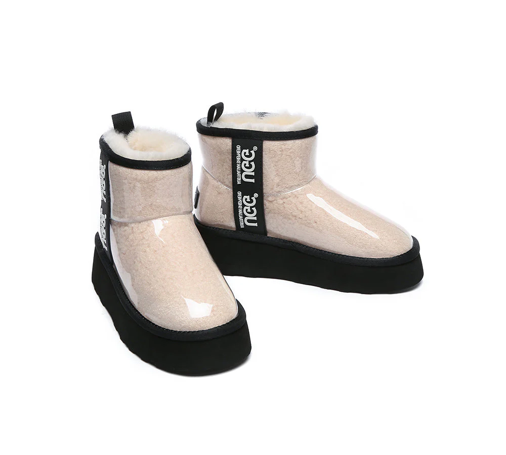 AUSTRALIAN SHEPHERD? UGG Boots Women Clear Waterproof Shearling Coated Classic Platform