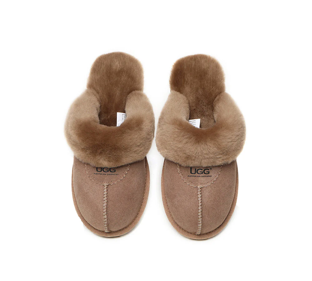 AUSTRALIAN SHEPHERD? UGG Slippers Double Face Sheepskin Wool Scuff Waffle