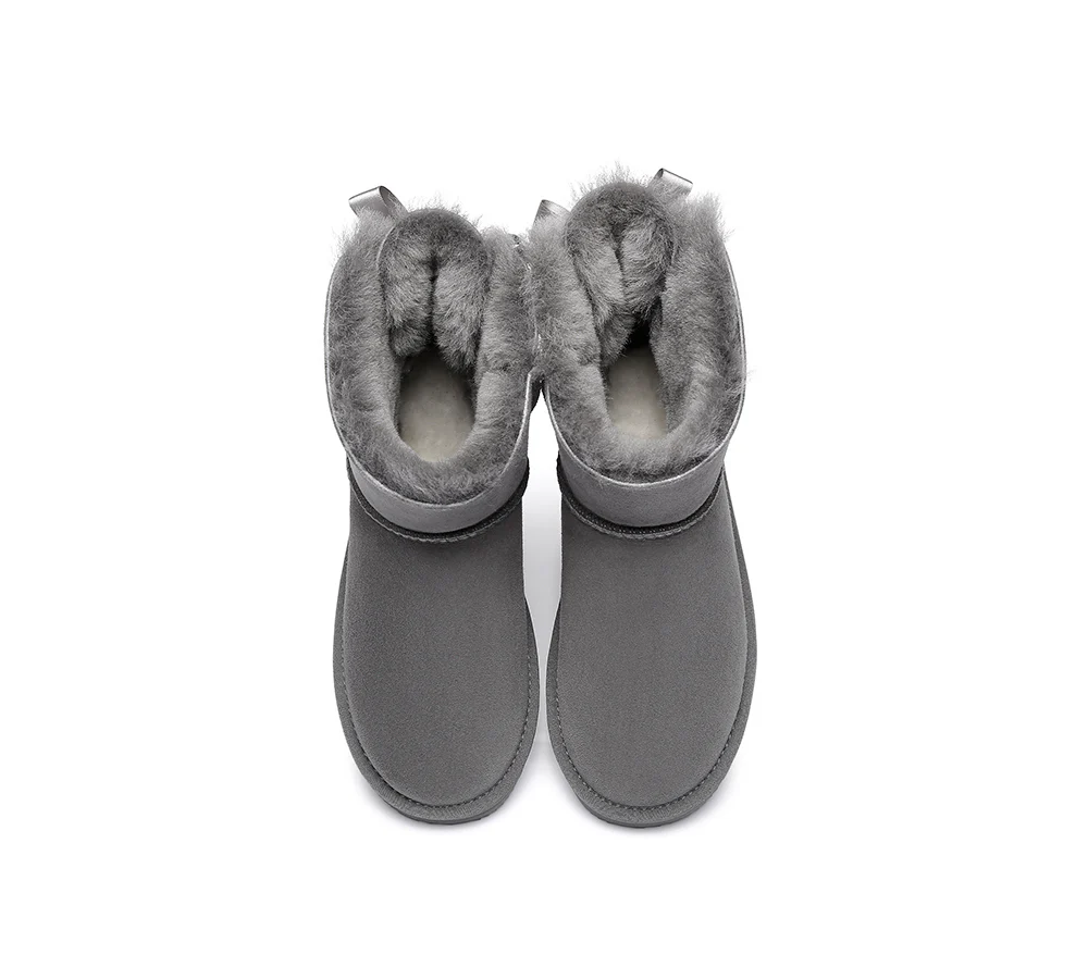 Urban UGG? UGG Boots Women Double faced Sheepskin Wool Mini Back Bow