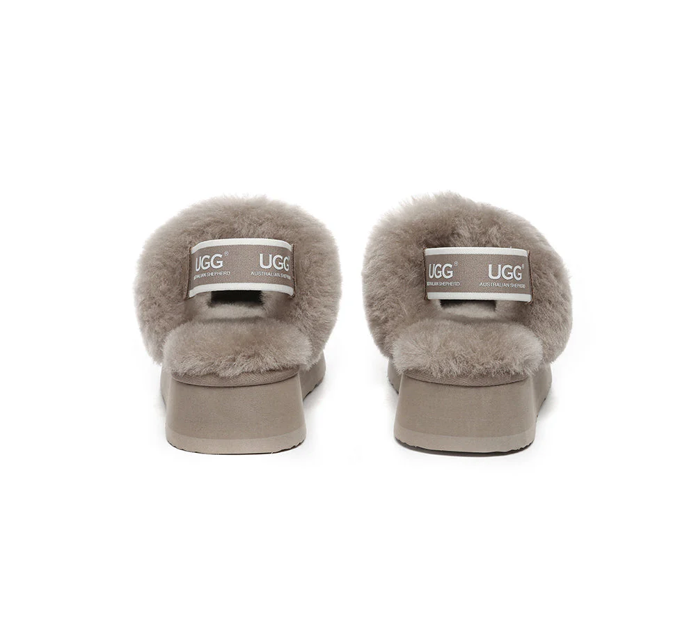 AUSTRALIAN SHEPHERD? UGG Slippers Women Removable Strap Slingback Platform Waffle