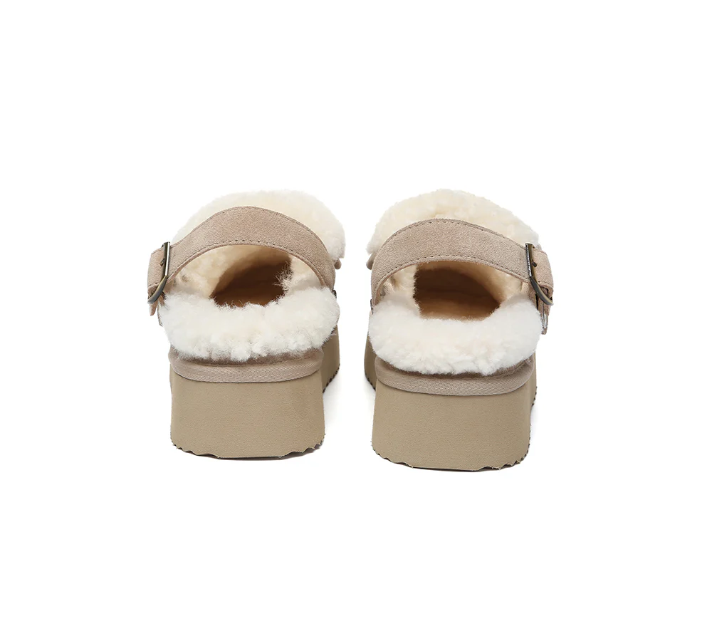AUSTRALIAN SHEPHERD? UGG Slippers Sheepskin Wool Slingback Platform Tenley