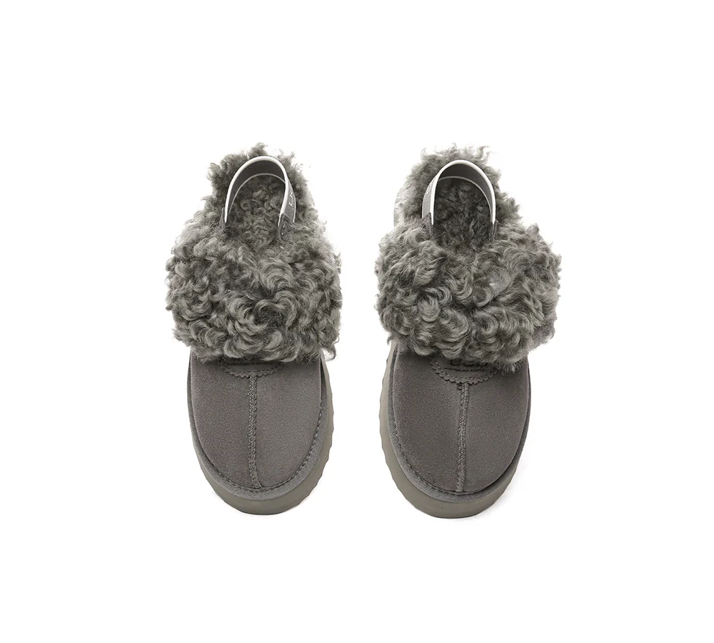 AUSTRALIAN SHEPHERD? 2-Way Style UGG Slippers Women Removable Strap Slingback Platform Waffle Curly