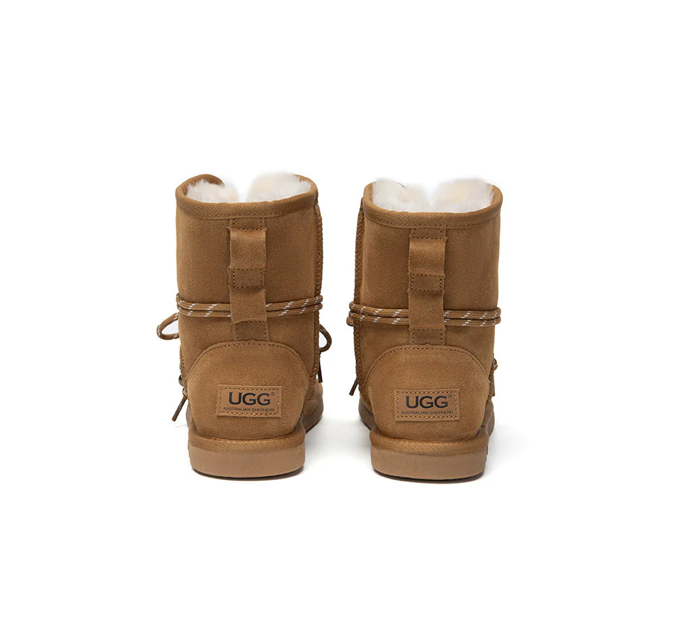 AUSTRALIAN SHEPHERD? UGG Boots Women Sheepskin Wool Adjustable Strap Carlos