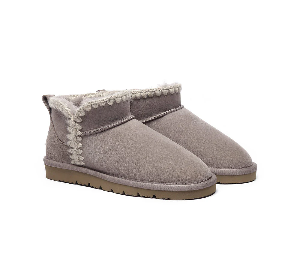 EVERAU? UGG Boots Women Sheepskin Wool Ankle Mini Brooklyn