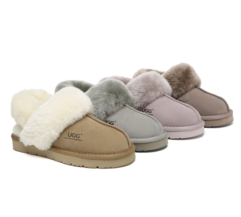 AUSTRALIAN SHEPHERD? UGG Slippers Women Removable Wool Strap Slingback Muffin Fluffy