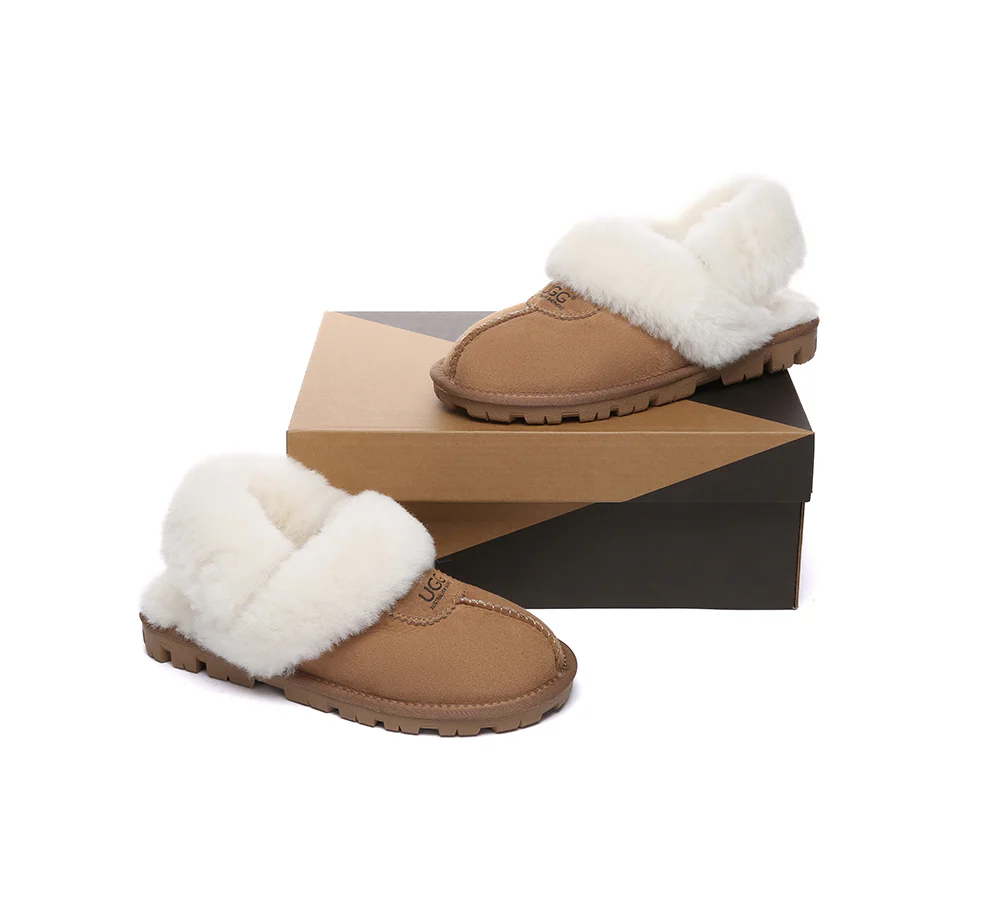 AUSTRALIAN SHEPHERD? UGG Women Slippers Removable Wool Fluffy Strap Slingback Waffle