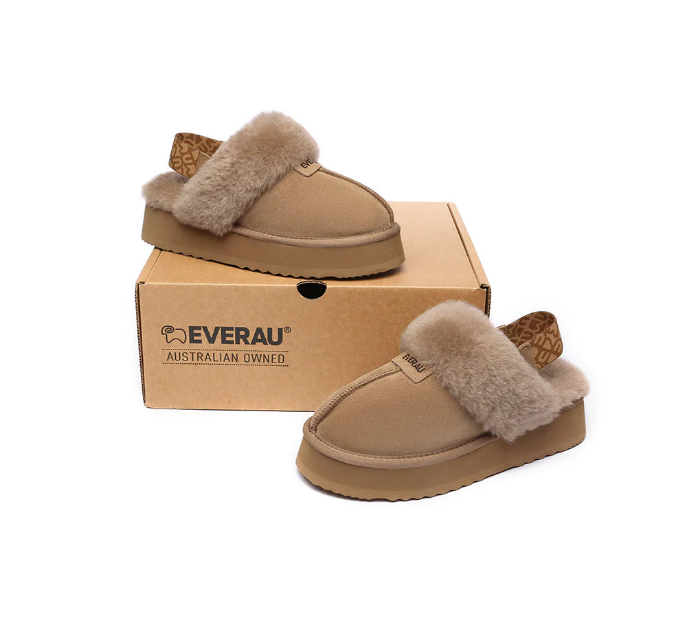 EVERAU? UGG Women Removable Strap Slingback Platform Slippers Forever