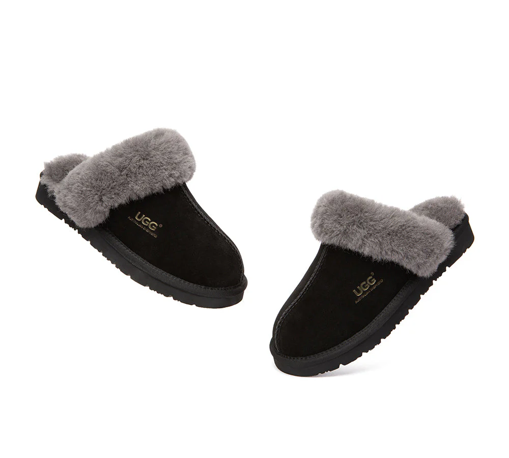 AUSTRALIAN SHEPHERD? UGG Slippers Sheepskin Wool Scuff Muffin