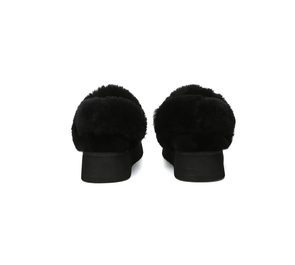 AUSTRALIAN SHEPHERD? UGG Slippers Women Removable Wool Strap Slingback Platform Suzie