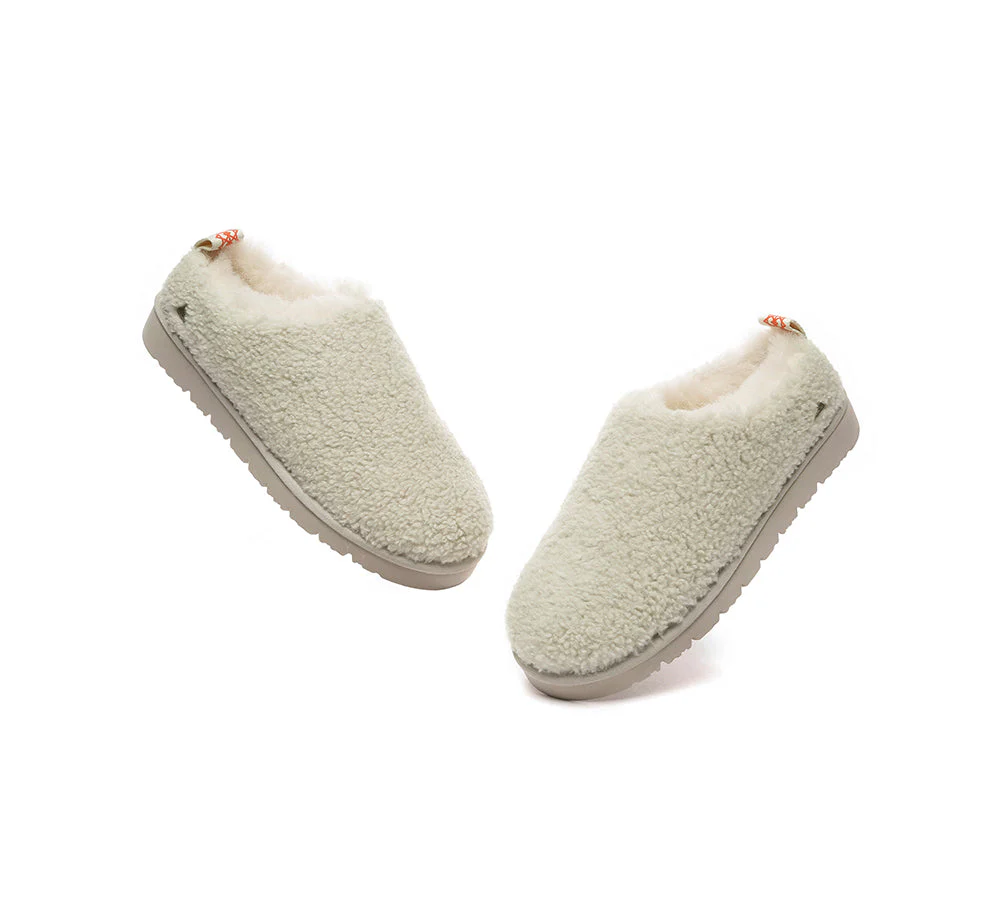 EVERAU? UGG Slippers Sheepskin Wool Plush Ankle Teddycozy