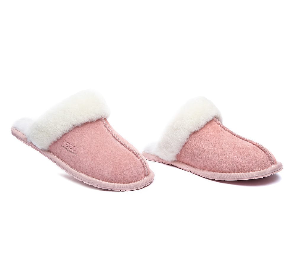 AUSTRALIAN SHEPHERD? UGG Slippers Premium Sheepskin Wool Scuff Rosa