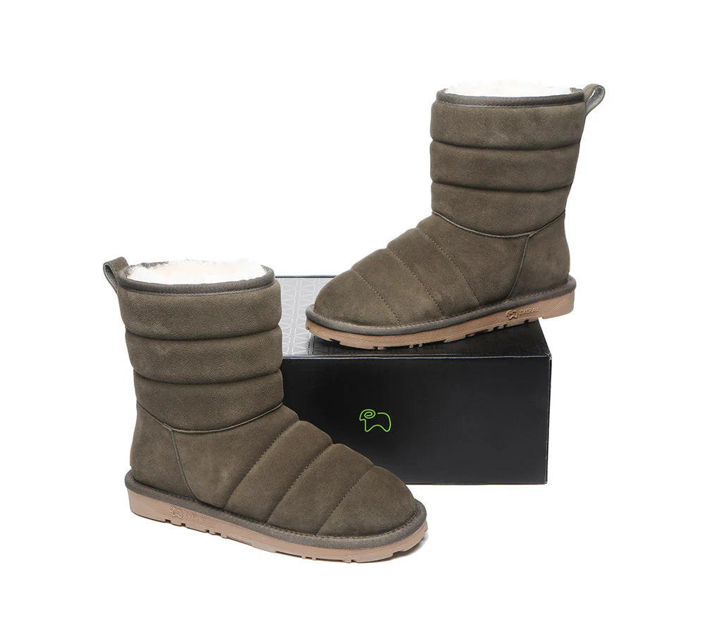 EVERAU? UGG Boots Sheepskin Wool Short Puffer