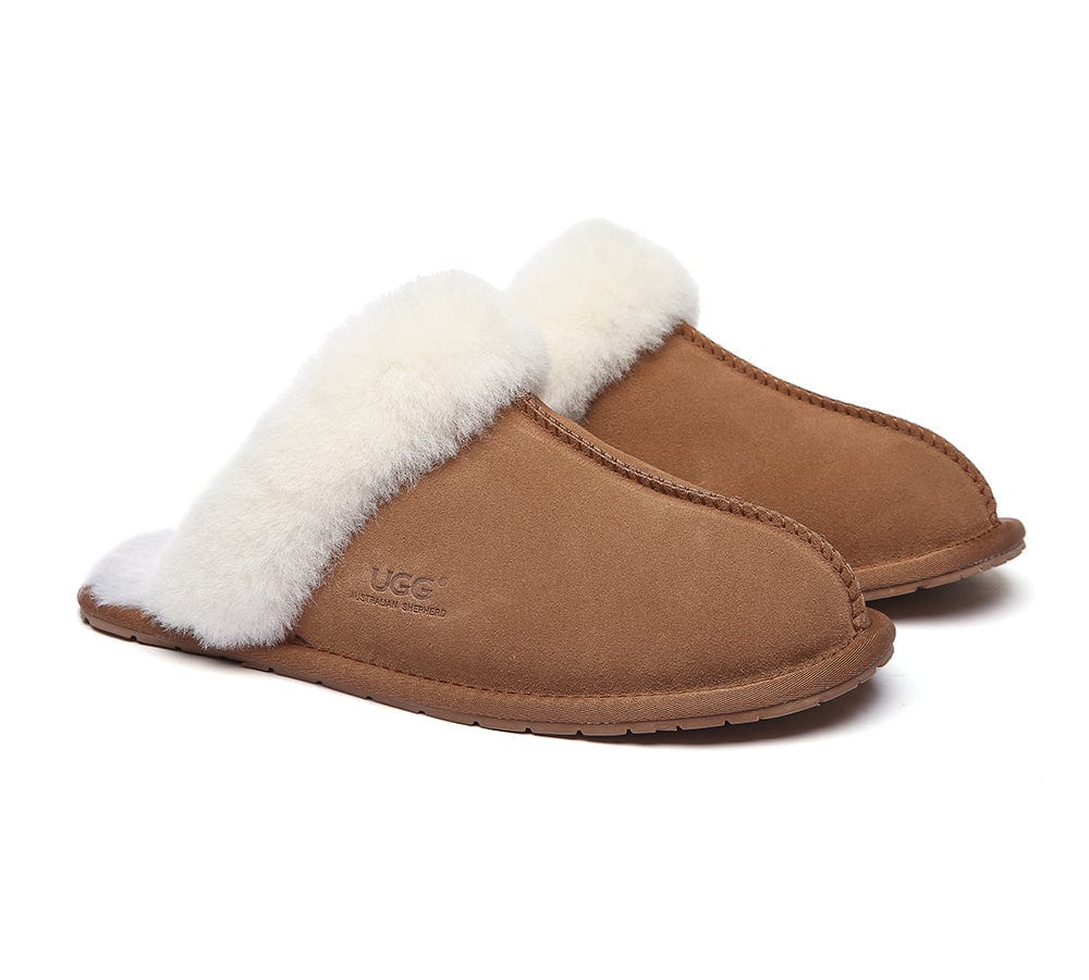 AUSTRALIAN SHEPHERD? UGG Slippers Premium Sheepskin Wool Scuff Rosa