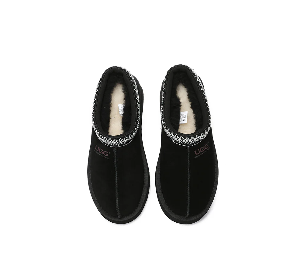 AUSTRALIAN SHEPHERD? UGG Slippers Sheepskin Wool Ankle Platform Tazzy Hippie