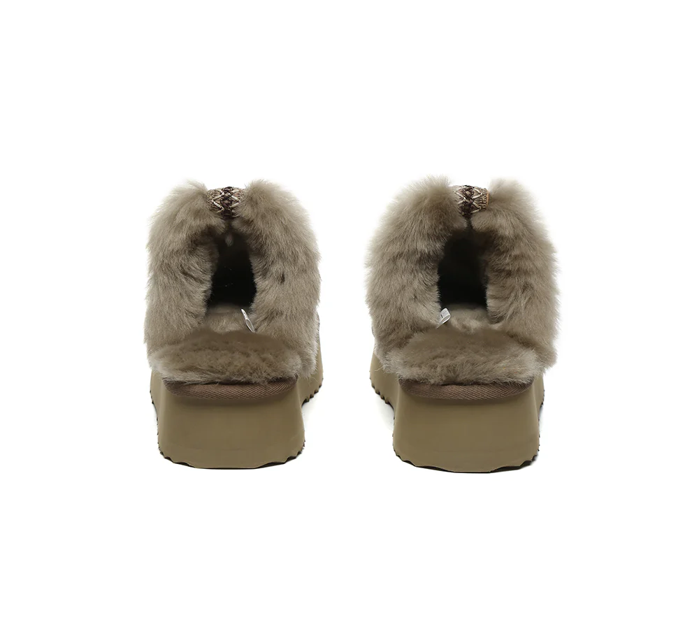AUSTRALIAN SHEPHERD? UGG Slippers Women Sheepskin Wool Platform Sammy