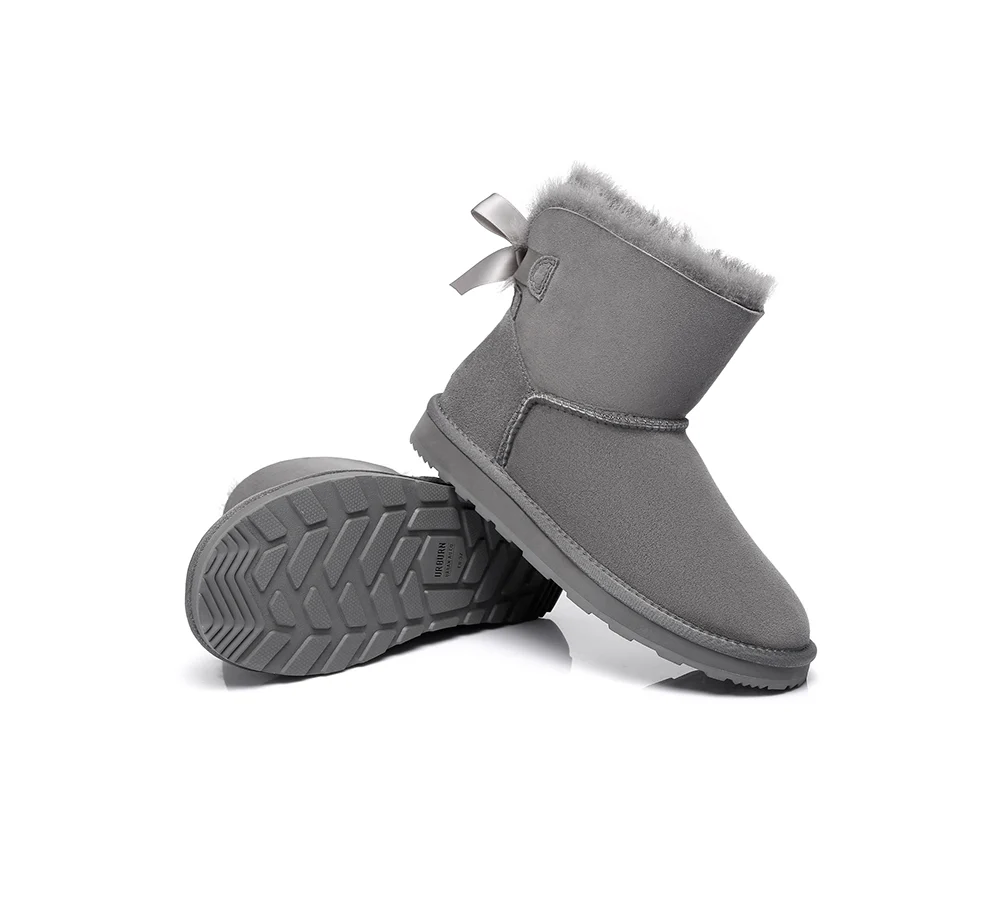 Urban UGG? UGG Boots Women Double faced Sheepskin Wool Mini Back Bow
