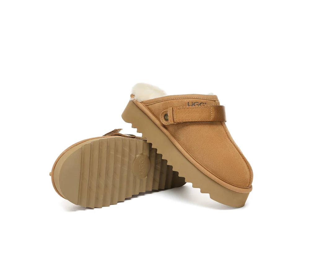 AUSTRALIAN SHEPHERD? UGG Slippers Sheepskin Wool Slingback Platform Cozeln