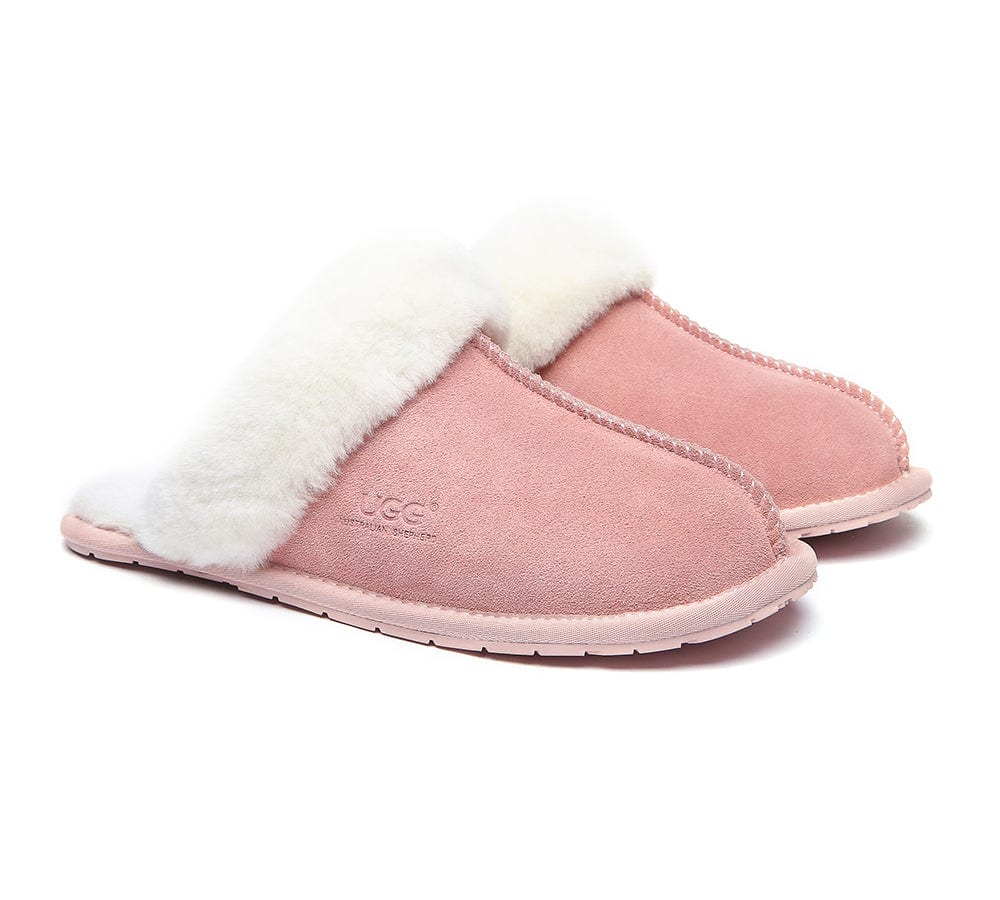 AUSTRALIAN SHEPHERD? UGG Slippers Premium Sheepskin Wool Scuff Rosa