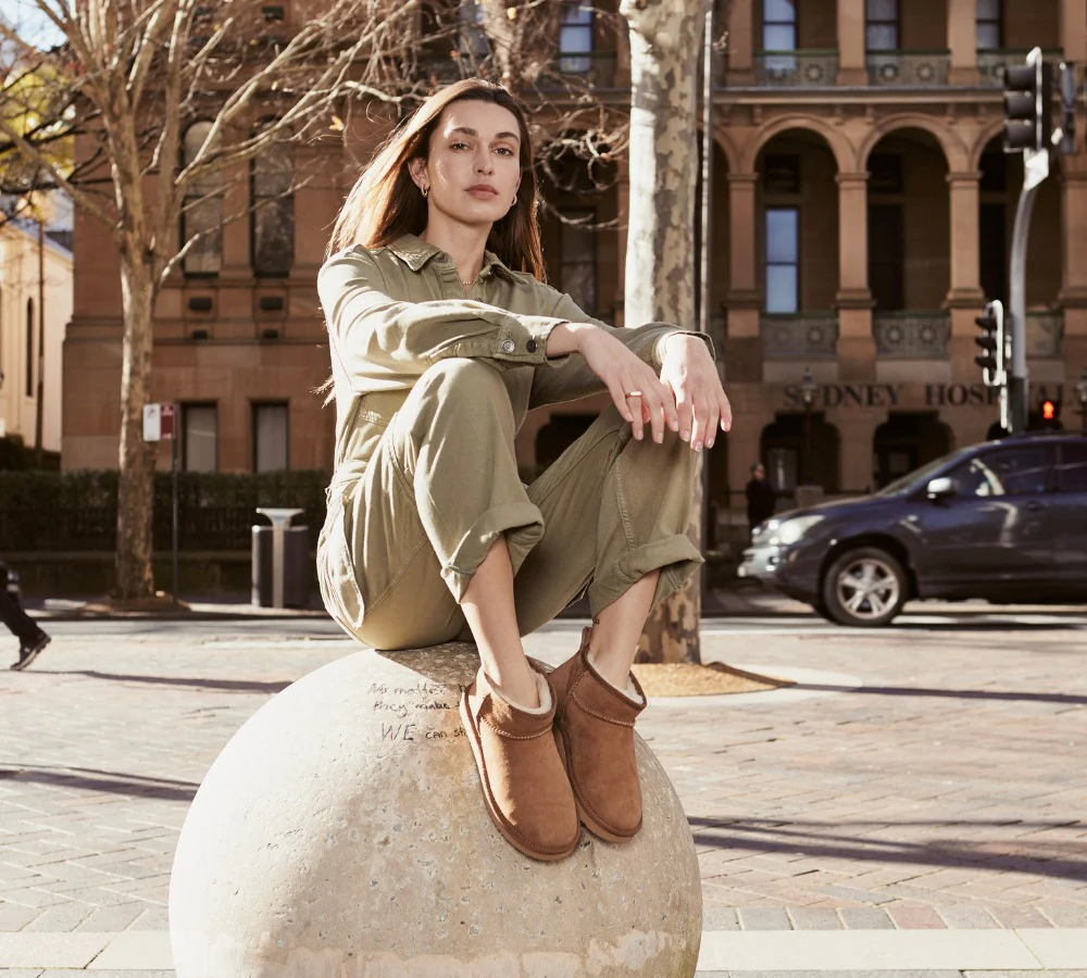 AUSTRALIAN SHEPHERD? UGG Boots Double Faced Sheepskin Wool Ankle Mini Boots Jade