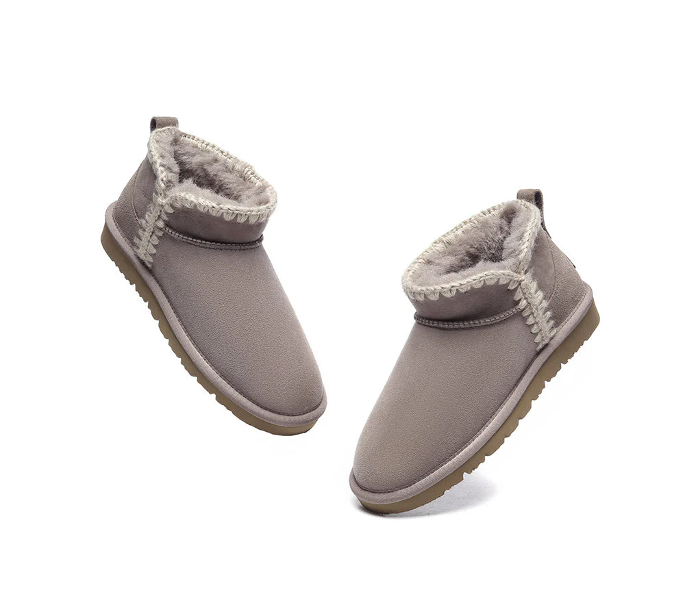 EVERAU? UGG Boots Women Sheepskin Wool Ankle Mini Brooklyn