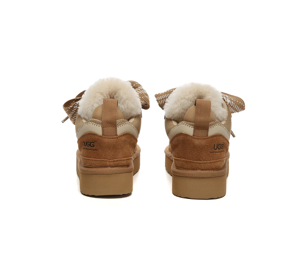 AUSTRALIAN SHEPHERD? UGG Boots Sheepskin Wool Lace Up Platform Sneakers Parkyr