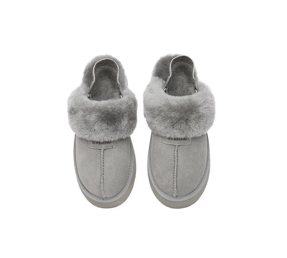 EVERAU? UGG Women Removable Strap Slingback Platform Slippers Forever