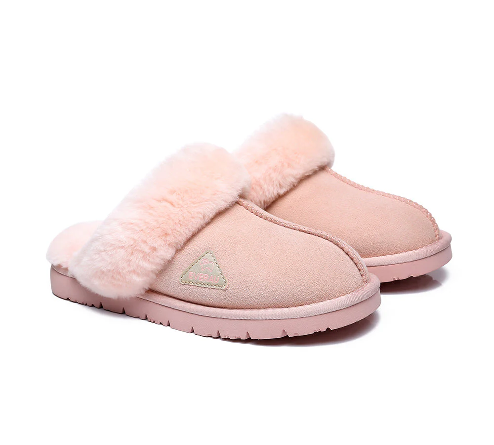 EVERAU? UGG Slippers Premium Sheepskin Wool Scuff Muffin