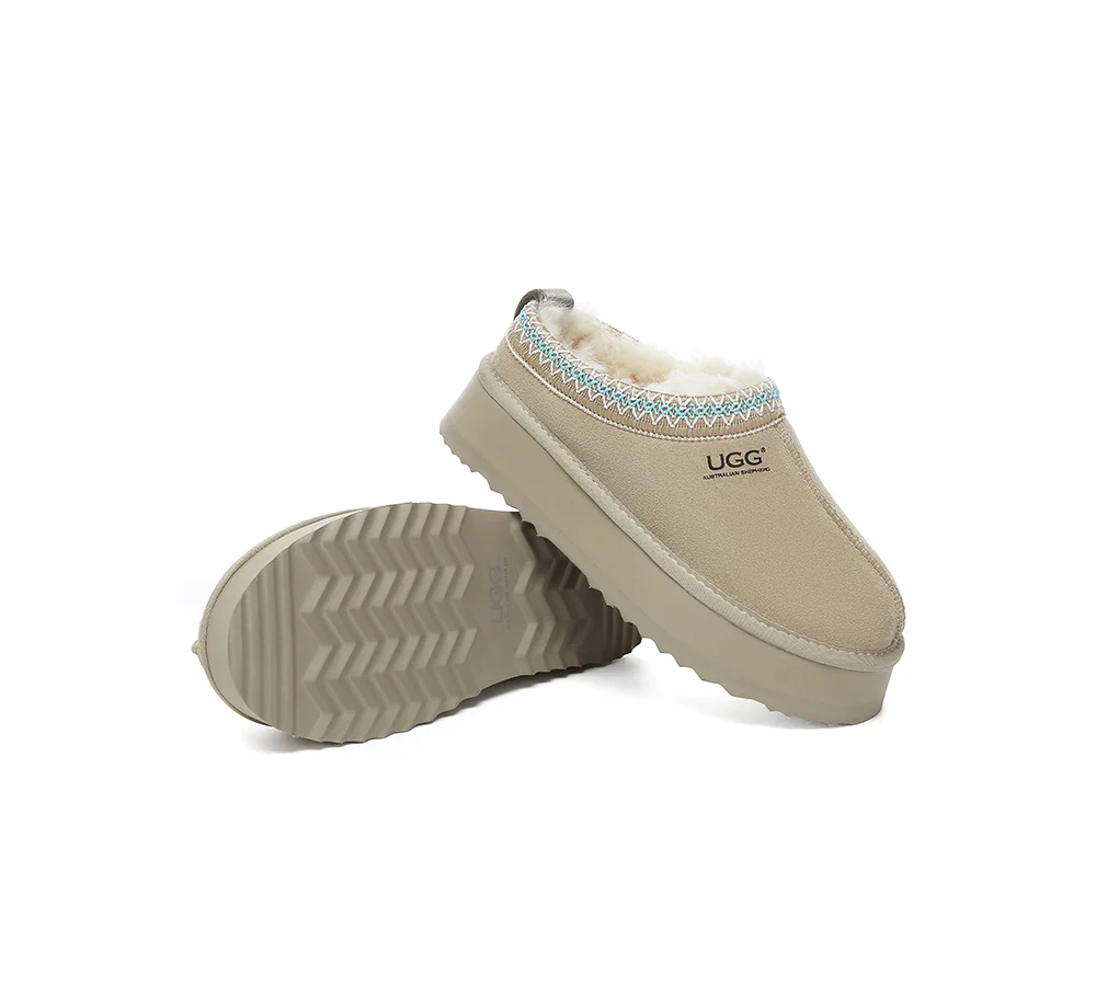 AUSTRALIAN SHEPHERD? UGG Slippers Sheepskin Wool Ankle Platform Tazzy Ventus