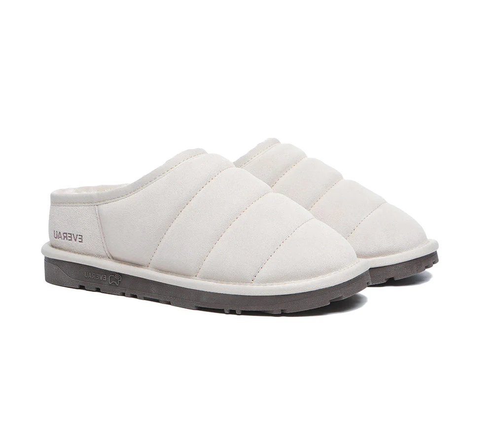 EVERAU? UGG Slippers Sheepskin Wool Ankle Ultra Puffer