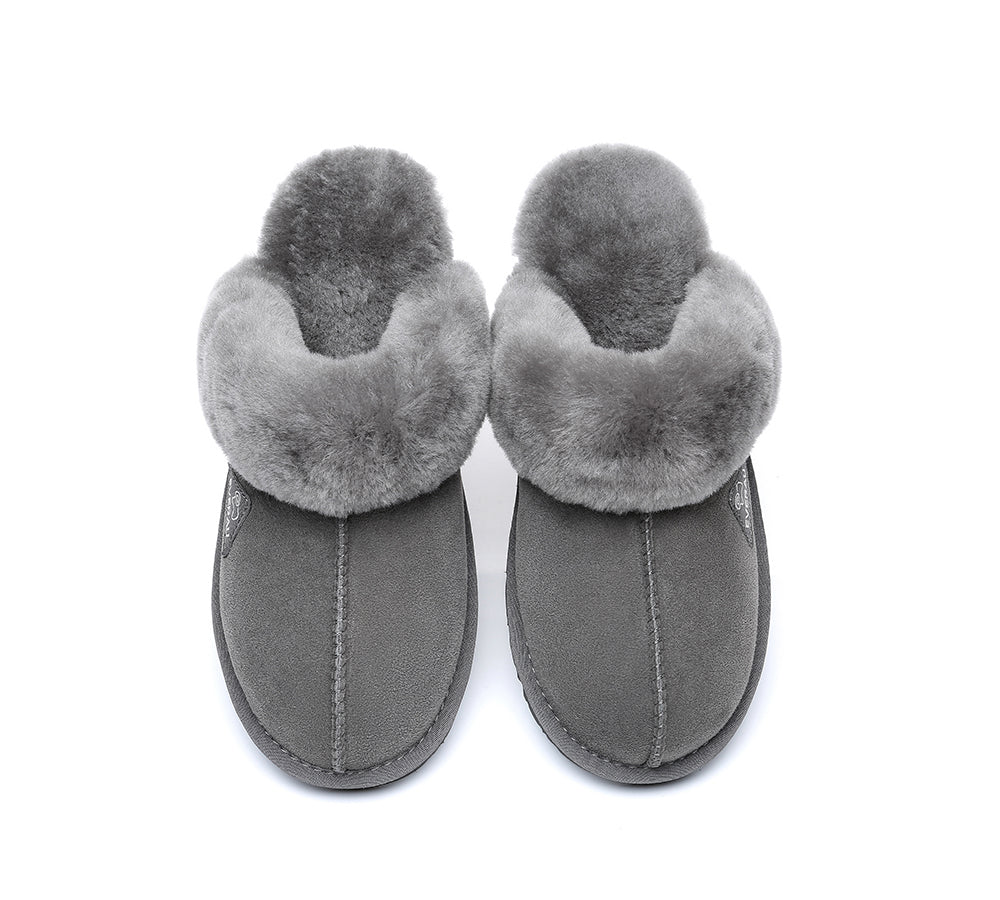 EVERAU? UGG Slippers Premium Sheepskin Wool Scuff Muffin