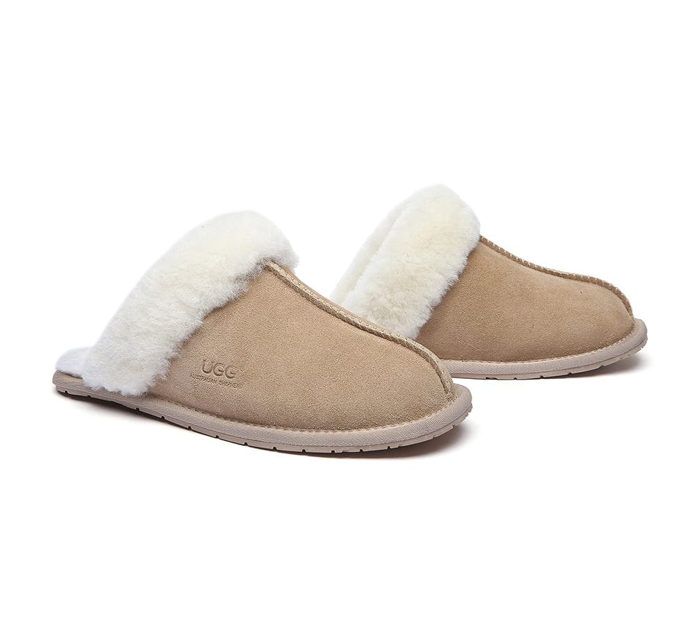 AUSTRALIAN SHEPHERD? UGG Slippers Premium Sheepskin Wool Scuff Rosa