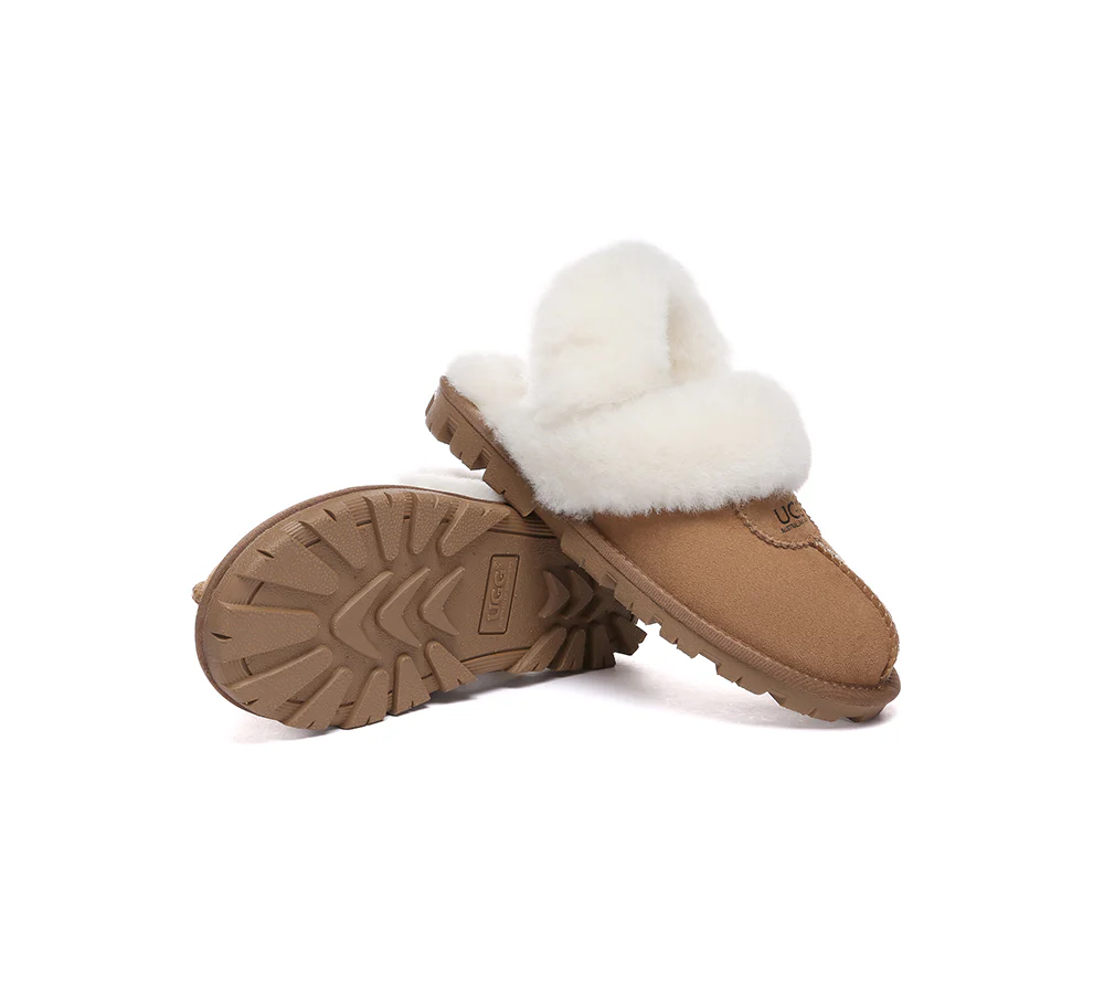 AUSTRALIAN SHEPHERD? UGG Women Slippers Removable Wool Fluffy Strap Slingback Waffle