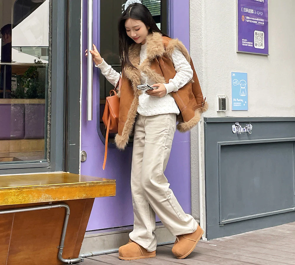 UGG EVERAU? UGG Boots Women Sheepskin Wool Ankle Lace-Up Euro Loaf Paxton