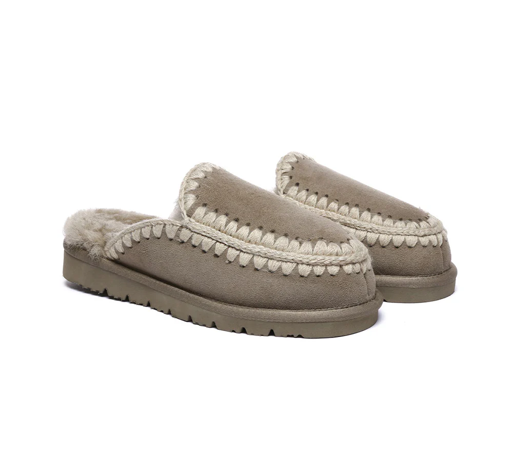 AUSTRALIAN SHEPHERD? UGG Slippers Women Sheepskin Wool Knitted Sophia