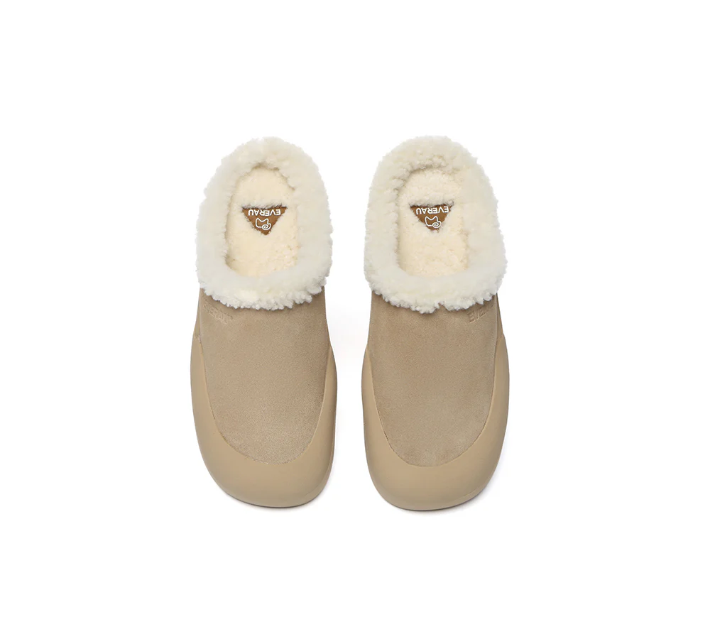 EVERAU? UGG Slippers Sheepskin Wool Scuff Staney