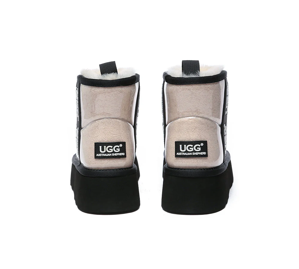 AUSTRALIAN SHEPHERD? UGG Boots Women Clear Waterproof Shearling Coated Classic Platform