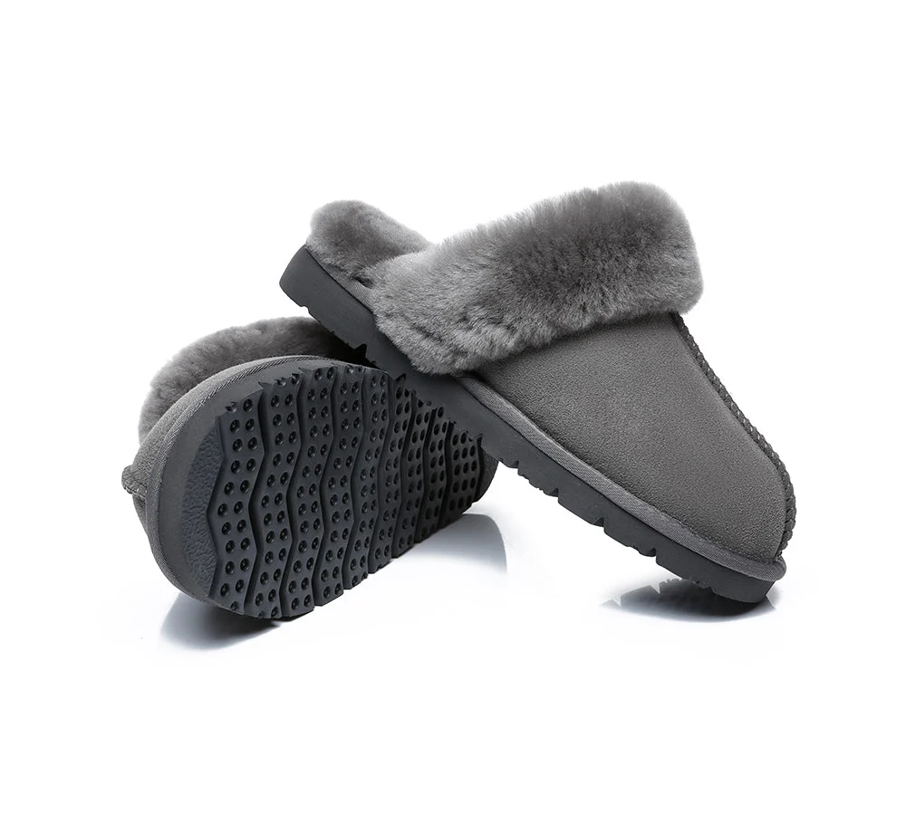EVERAU? UGG Slippers Premium Sheepskin Wool Scuff Muffin