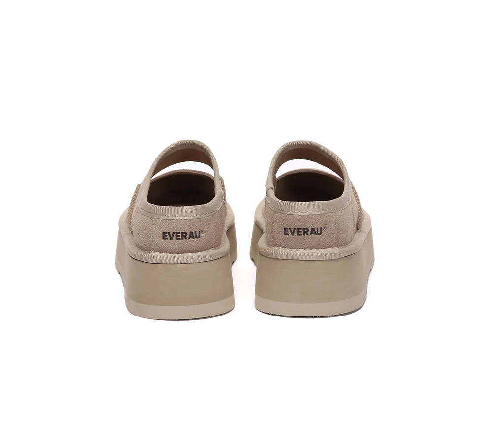 EVERAU? Women Leather Mary Jane Platform Sandals Moana