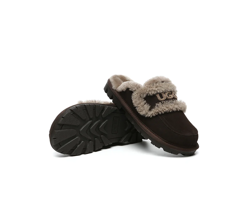 AUSTRALIAN SHEPHERD? UGG Slippers Women Sheepskin Wool Shearling Lined Rilee