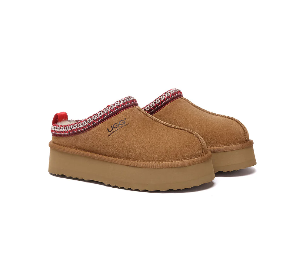 AUSTRALIAN SHEPHERD? UGG Slippers Sheepskin Wool Ankle Platform Tazzy Tay
