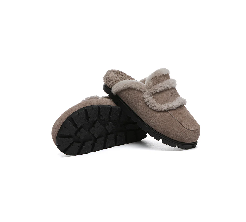 AUSTRALIAN SHEPHERD? UGG Slippers Women Sheepskin Wool Shearling Lined Remi
