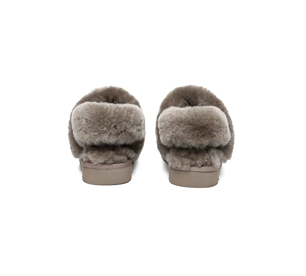 AUSTRALIAN SHEPHERD? UGG Slippers Women Removable Wool Strap Slingback Muffin Fluffy