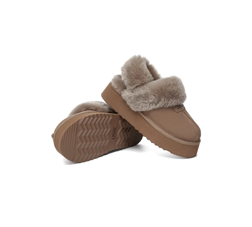 AUSTRALIAN SHEPHERD? UGG Slippers Women Removable Wool Strap Slingback Platform Suzie