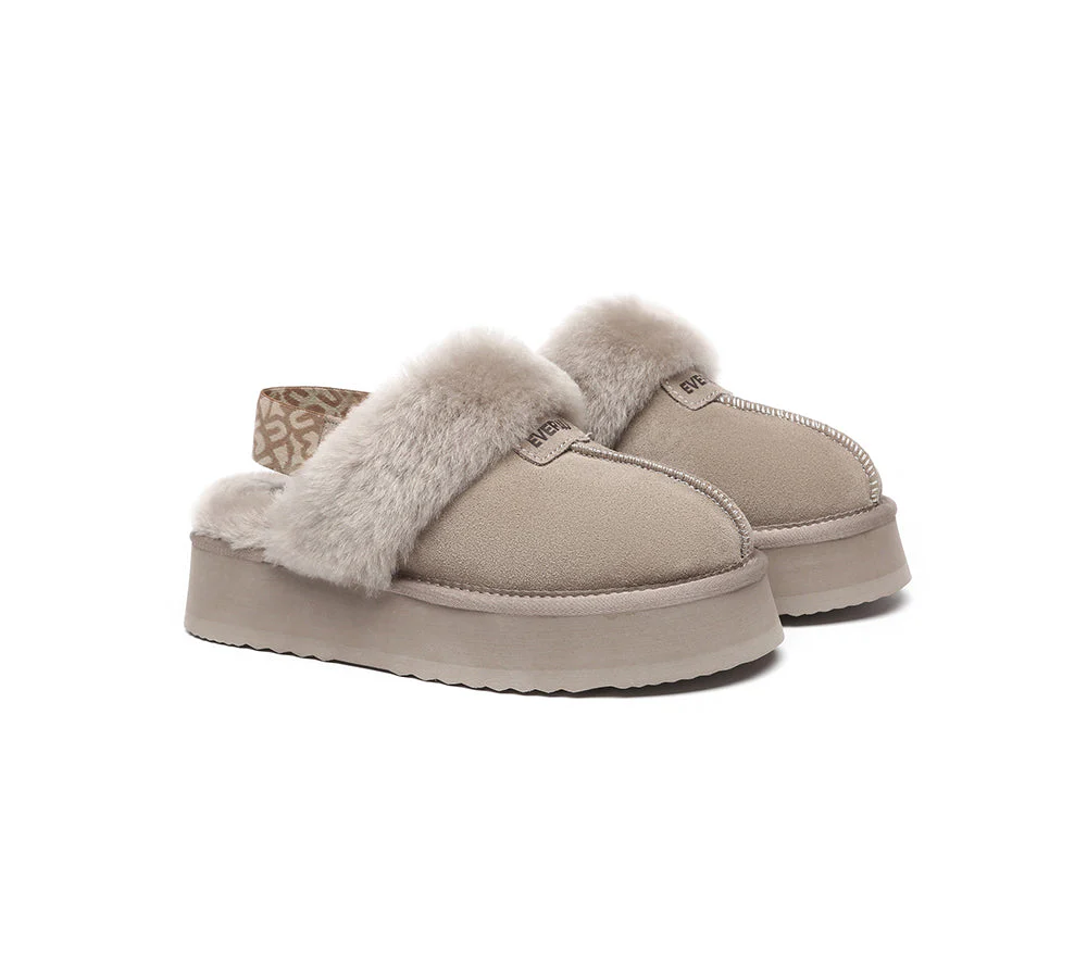 EVERAU? UGG Women Removable Strap Slingback Platform Slippers Forever