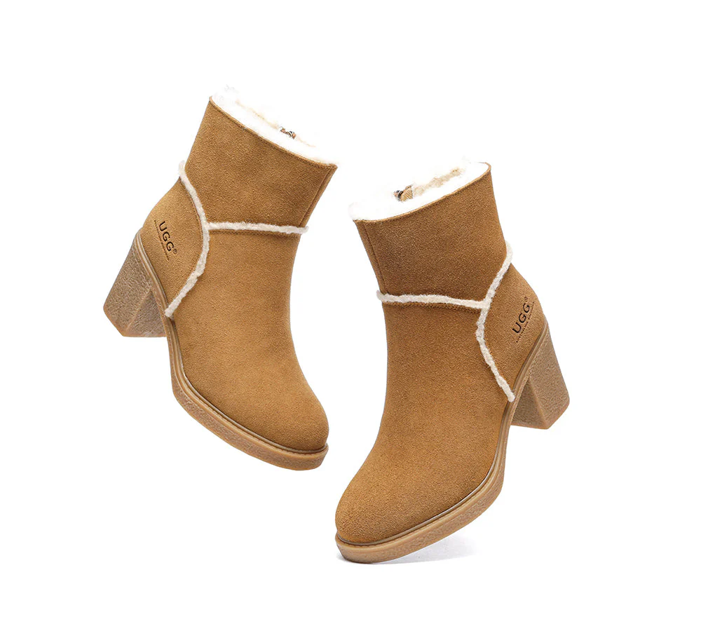 AUSTRALIAN SHEPHERD? UGG Boots Women Sheepskin Wool Heel Betta